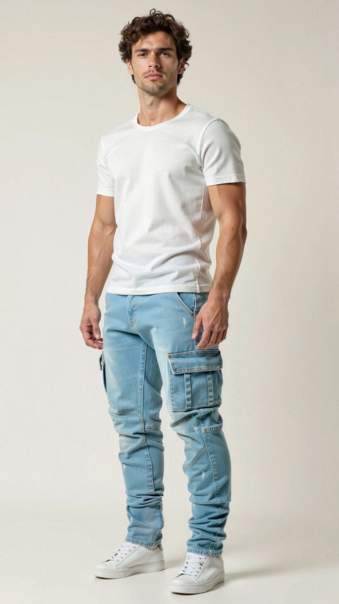 Tapered Slim Fit Cargo Jeans for Men