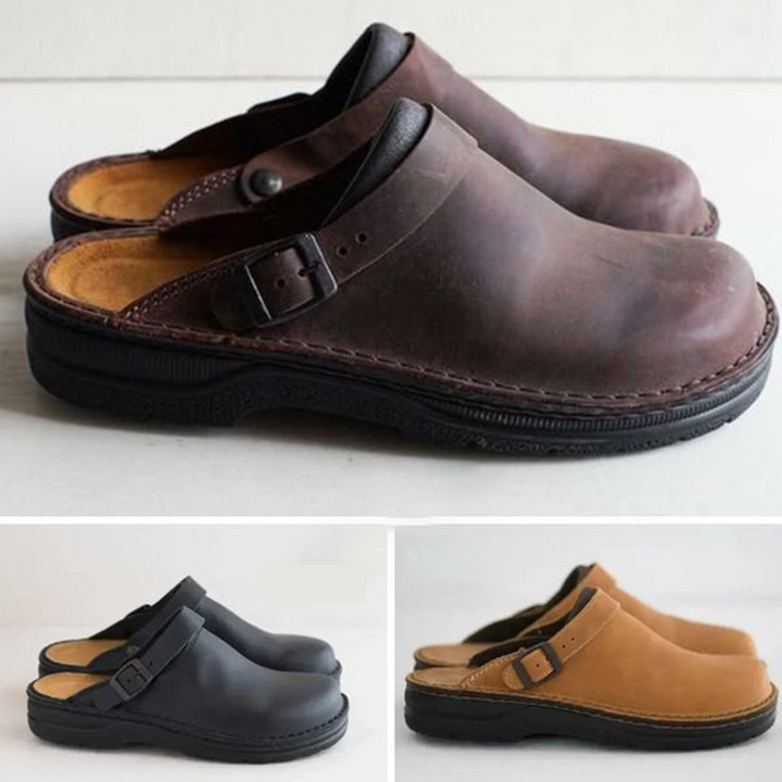 Men's Slip On Leather Clogs
