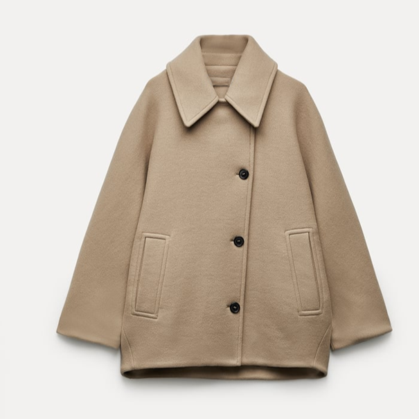 Women's Oversized Shirt Jacket with Button Front Closure