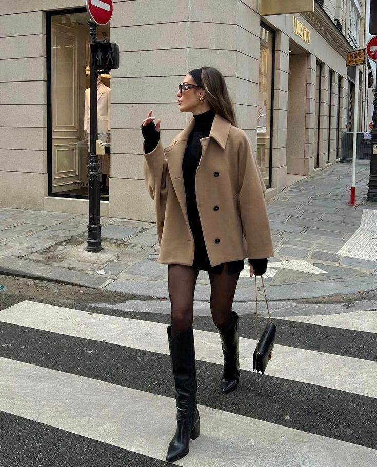 Women's Oversized Shirt Jacket with Button Front Closure
