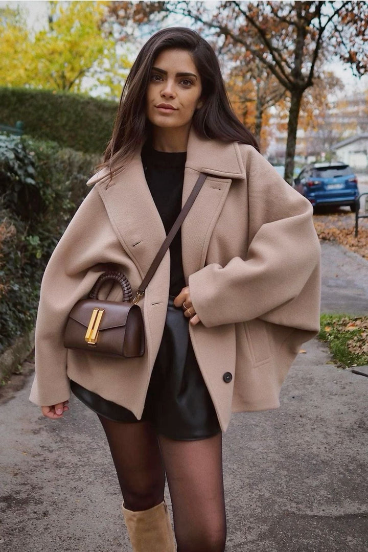 Women's Oversized Shirt Jacket with Button Front Closure