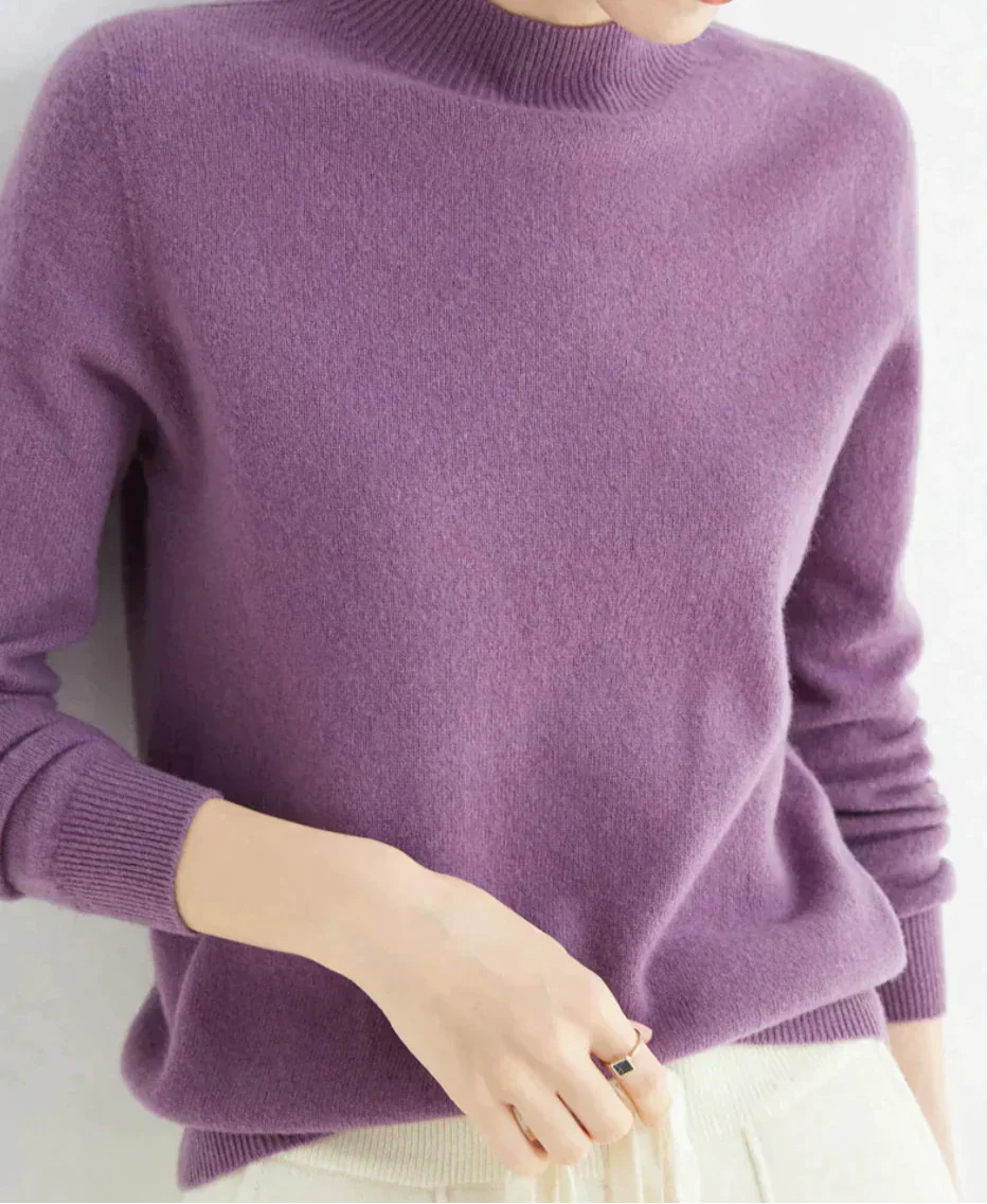 Women's Ribbed Mock Neck Fitted Sweater