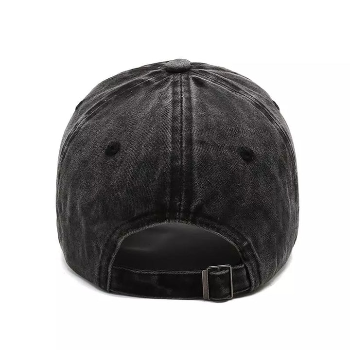 Distressed Washed Baseball Cap with Curved Brim