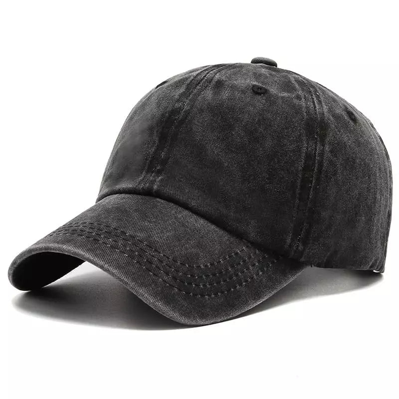Distressed Washed Baseball Cap with Curved Brim
