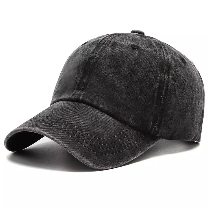 Distressed Washed Baseball Cap with Curved Brim
