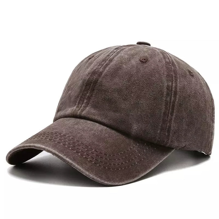Distressed Washed Baseball Cap with Curved Brim