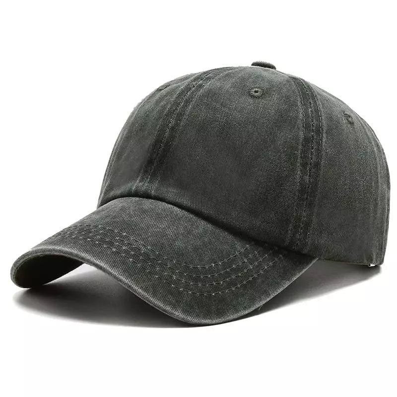 Distressed Washed Baseball Cap with Curved Brim