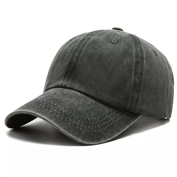 Distressed Washed Baseball Cap with Curved Brim