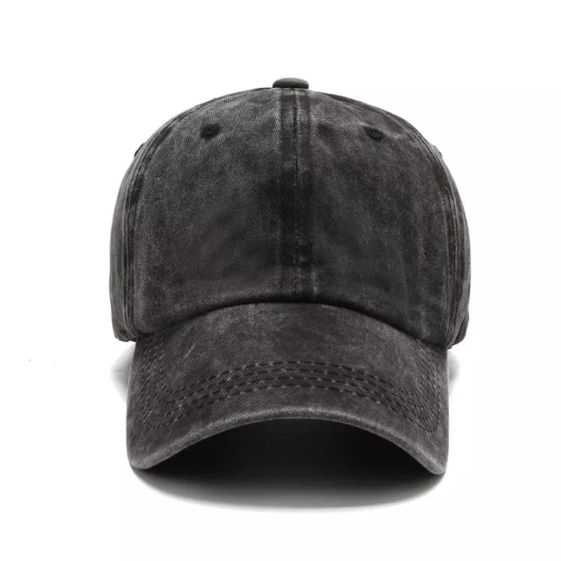 Distressed Washed Baseball Cap with Curved Brim