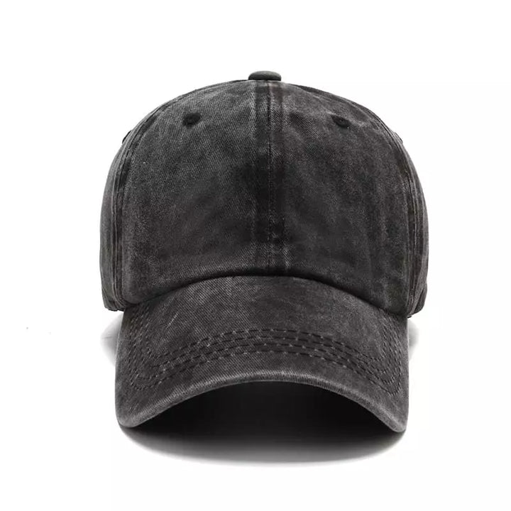 Distressed Washed Baseball Cap with Curved Brim