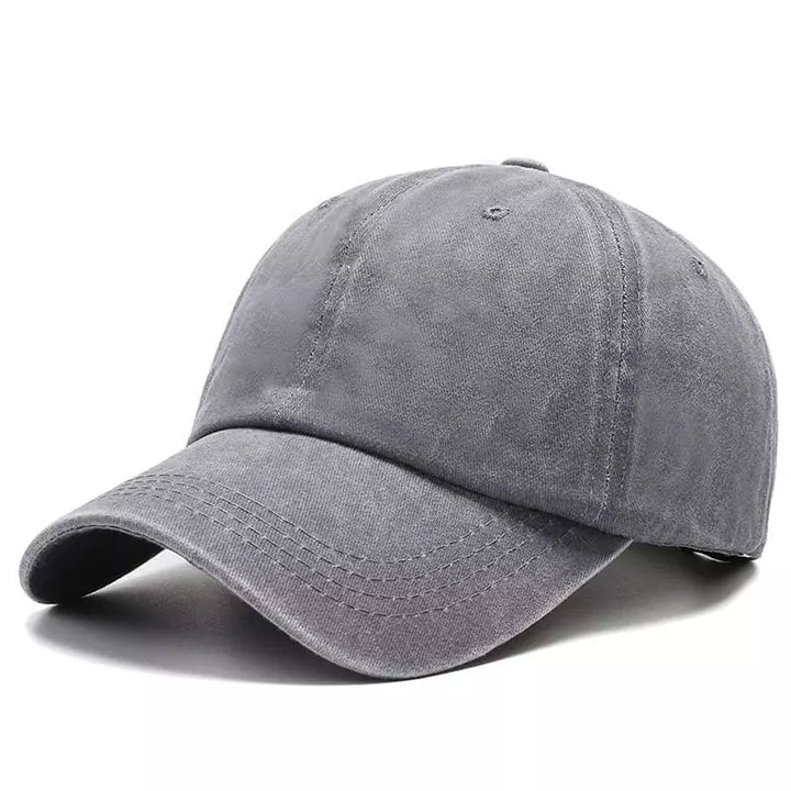 Distressed Washed Baseball Cap with Curved Brim
