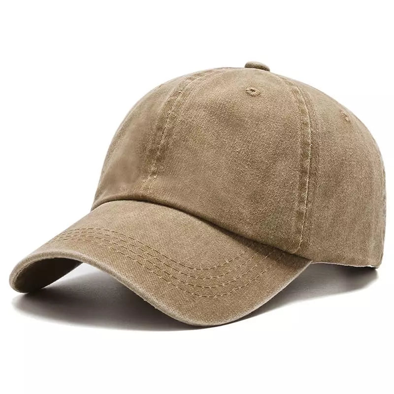 Distressed Washed Baseball Cap with Curved Brim
