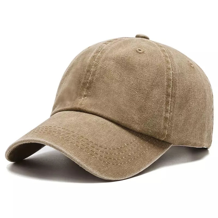 Distressed Washed Baseball Cap with Curved Brim