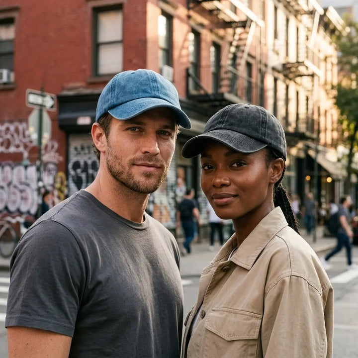 Distressed Washed Baseball Cap with Curved Brim