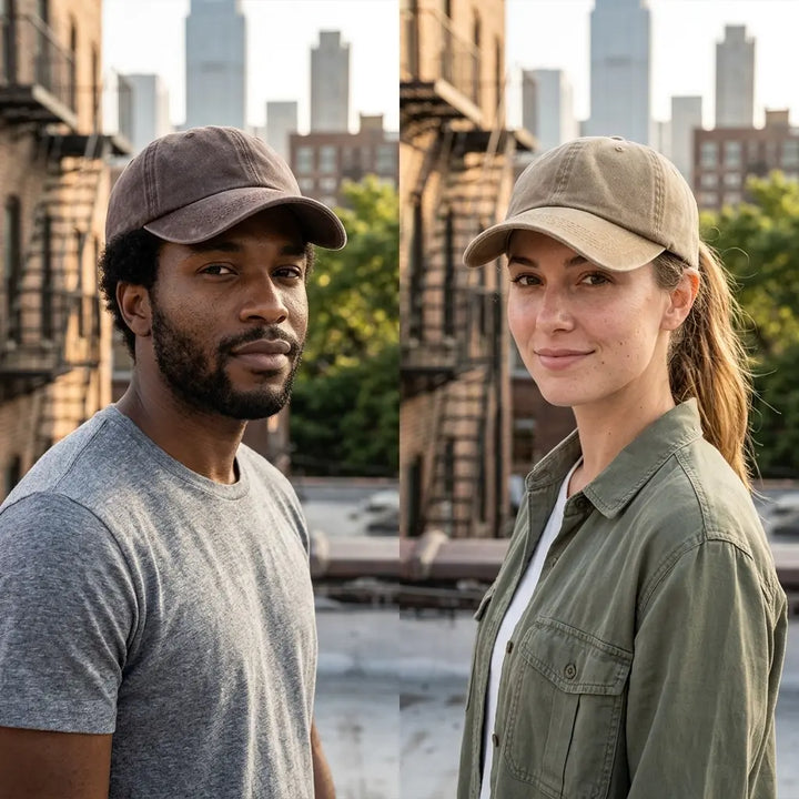 Distressed Washed Baseball Cap with Curved Brim