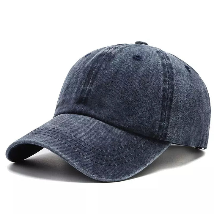 Distressed Washed Baseball Cap with Curved Brim