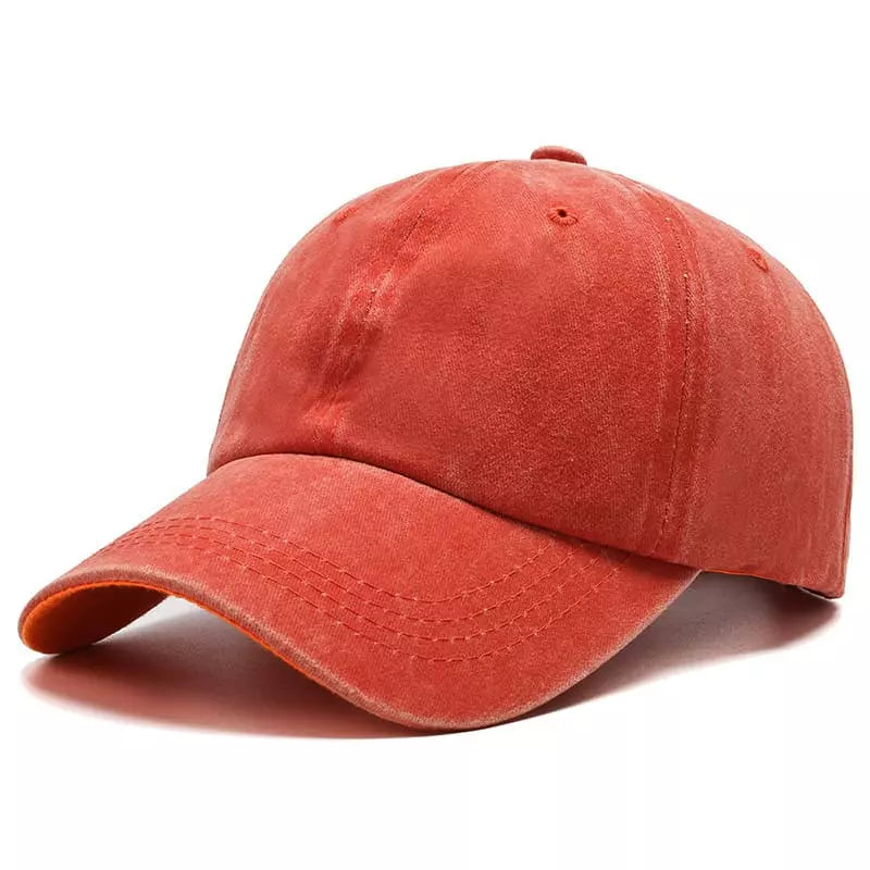 Distressed Washed Baseball Cap with Curved Brim