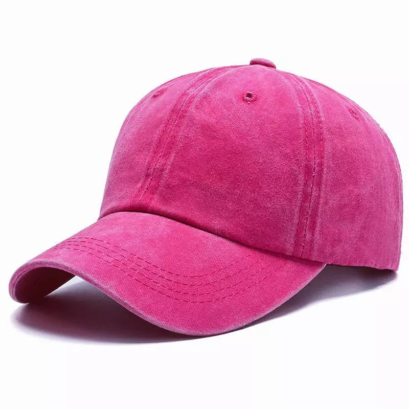 Distressed Washed Baseball Cap with Curved Brim