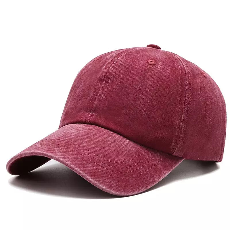 Distressed Washed Baseball Cap with Curved Brim
