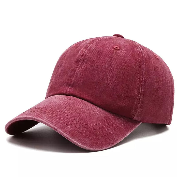 Distressed Washed Baseball Cap with Curved Brim
