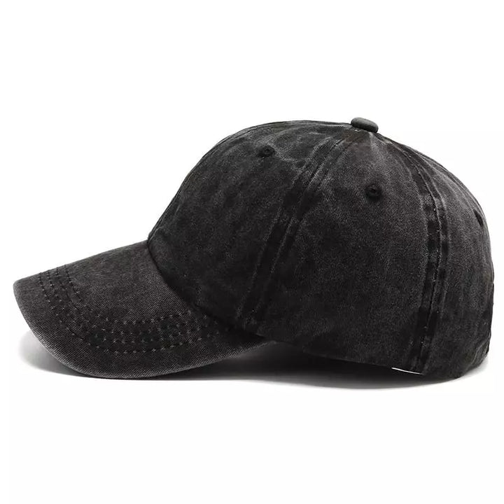 Distressed Washed Baseball Cap with Curved Brim