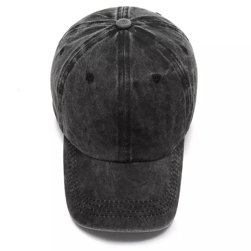 Distressed Washed Baseball Cap with Curved Brim