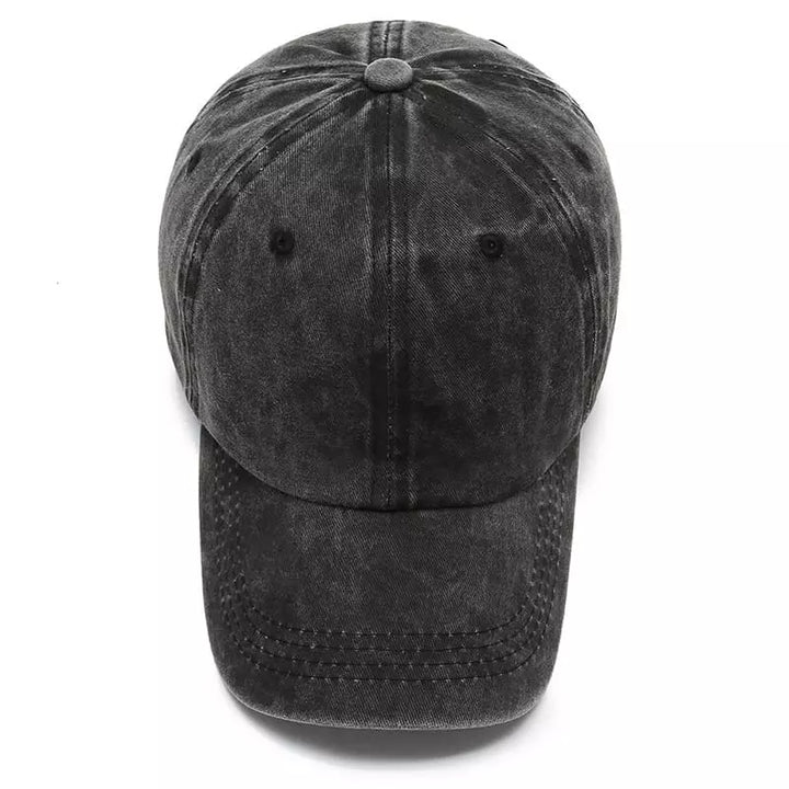 Distressed Washed Baseball Cap with Curved Brim