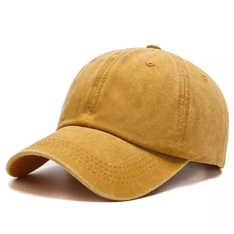 Distressed Washed Baseball Cap with Curved Brim