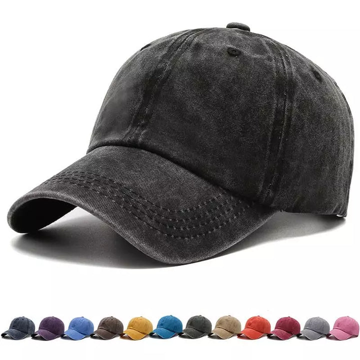 Distressed Washed Baseball Cap with Curved Brim