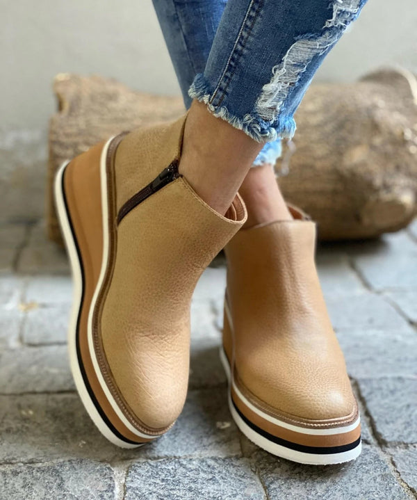 Women's Waterproof Wedge Ankle Boots with Side Zip