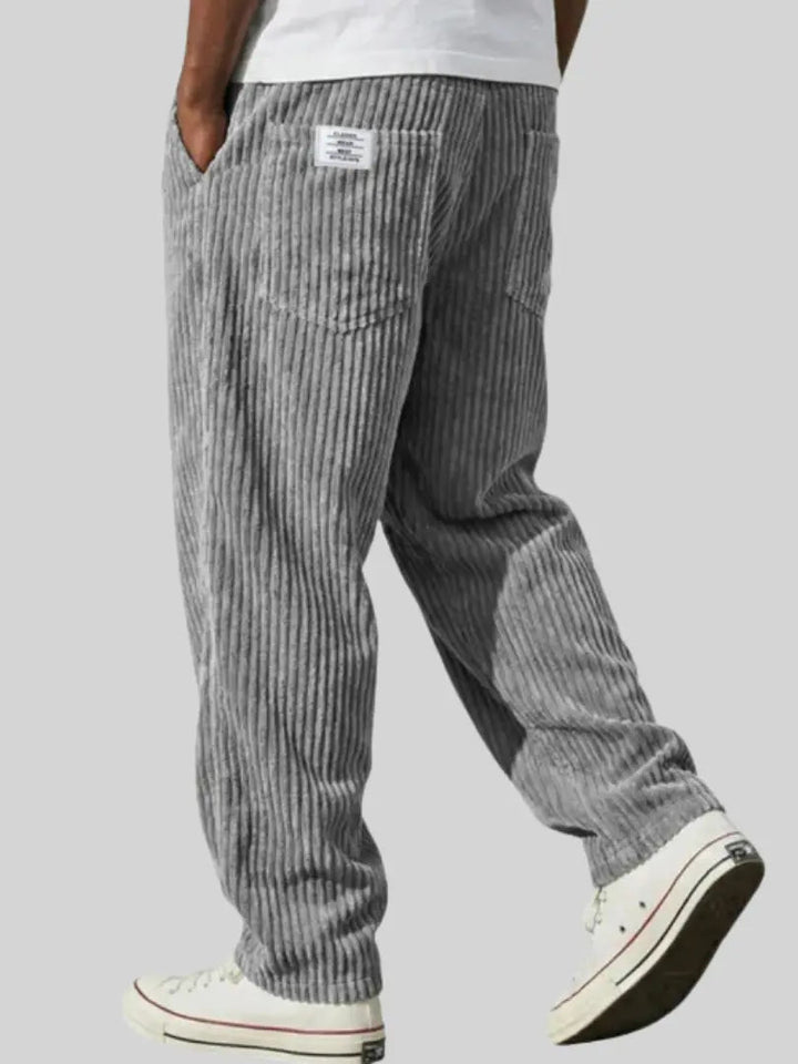 Men's Wide-Leg Corduroy Pants with Patch Pockets
