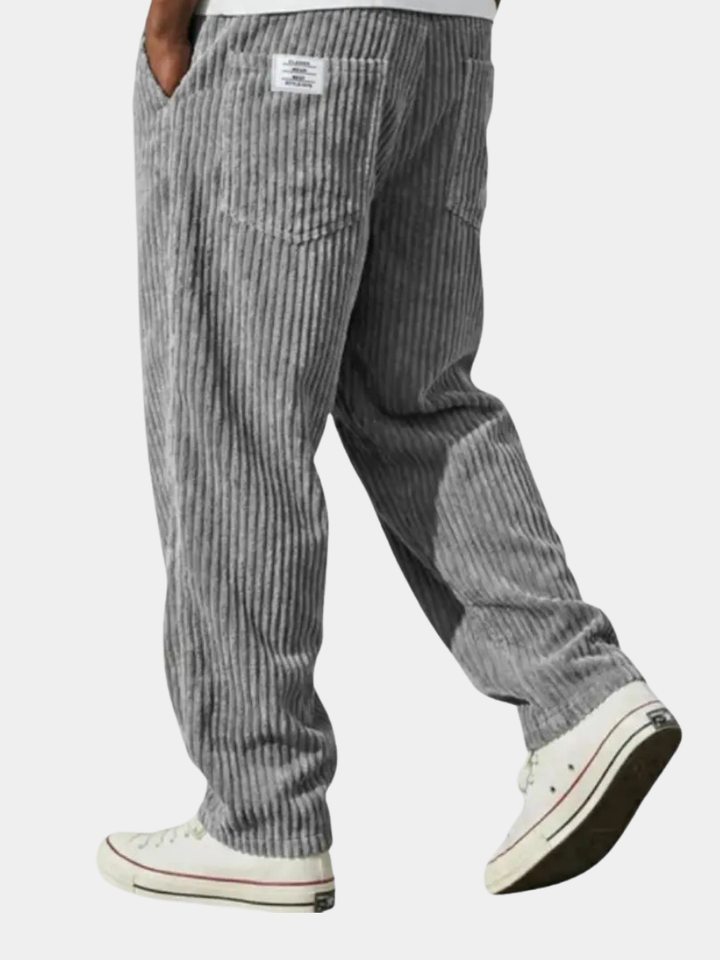 Men's Wide-Leg Corduroy Pants with Patch Pockets