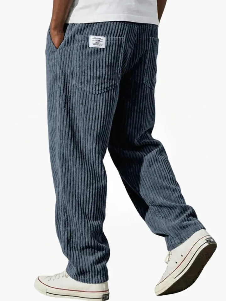 Men's Wide-Leg Corduroy Pants with Patch Pockets