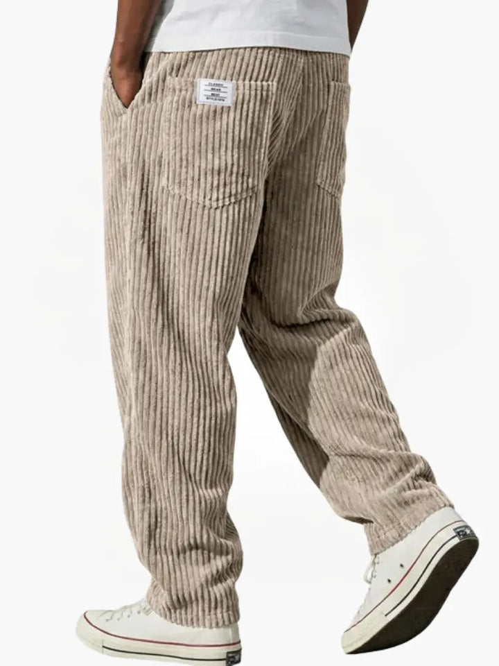 Men's Wide-Leg Corduroy Pants with Patch Pockets