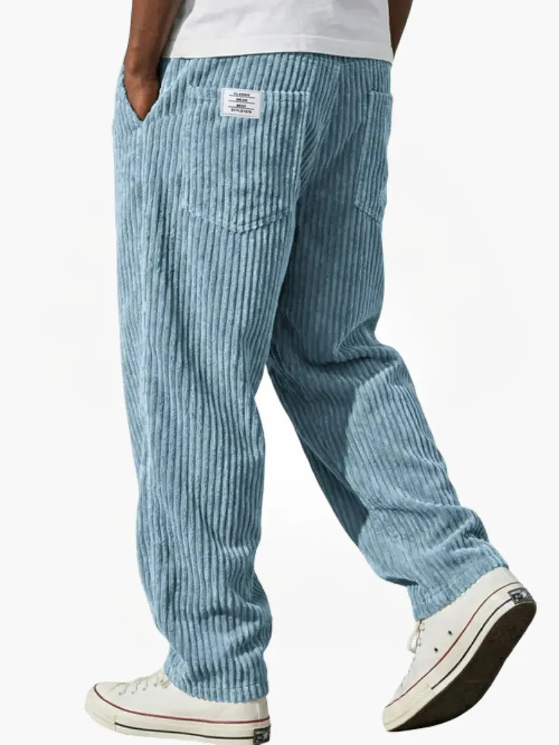 Men's Wide-Leg Corduroy Pants with Patch Pockets