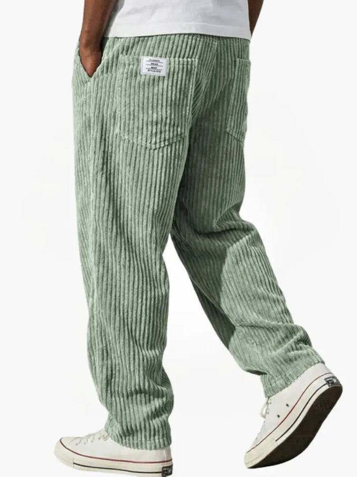 Men's Wide-Leg Corduroy Pants with Patch Pockets
