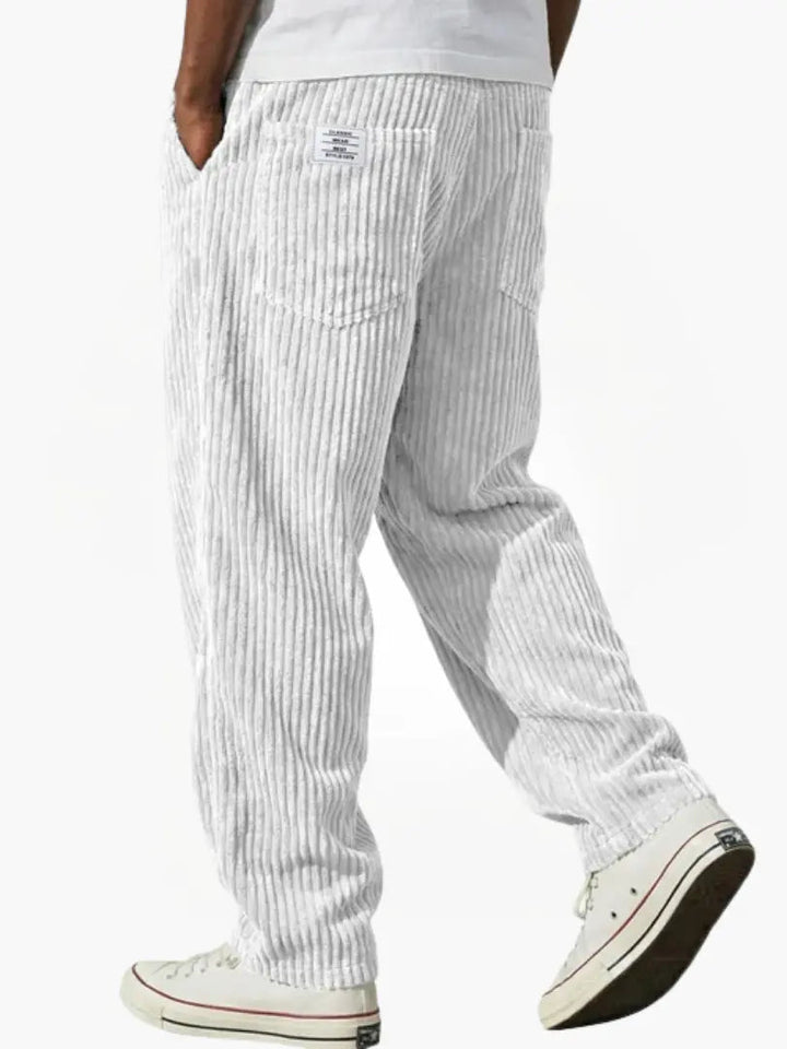 Men's Wide-Leg Corduroy Pants with Patch Pockets