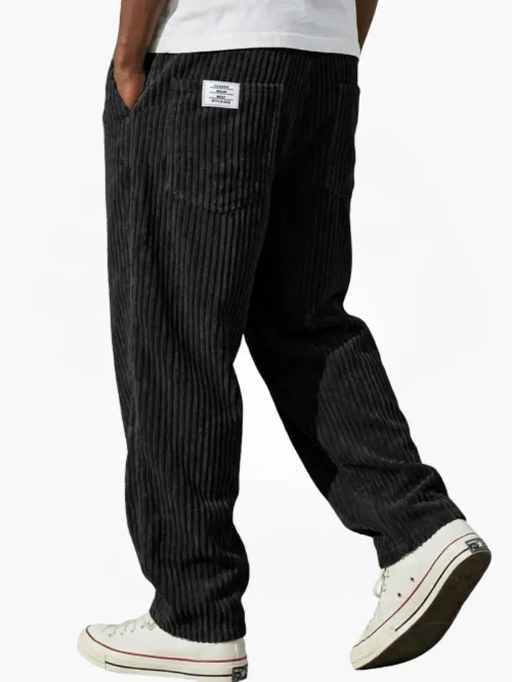 Men's Wide-Leg Corduroy Pants with Patch Pockets