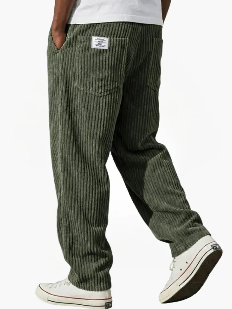 Men's Wide-Leg Corduroy Pants with Patch Pockets
