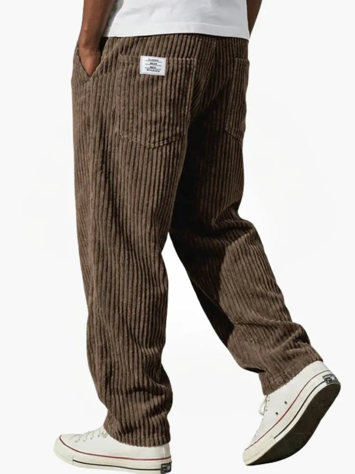Men's Wide-Leg Corduroy Pants with Patch Pockets