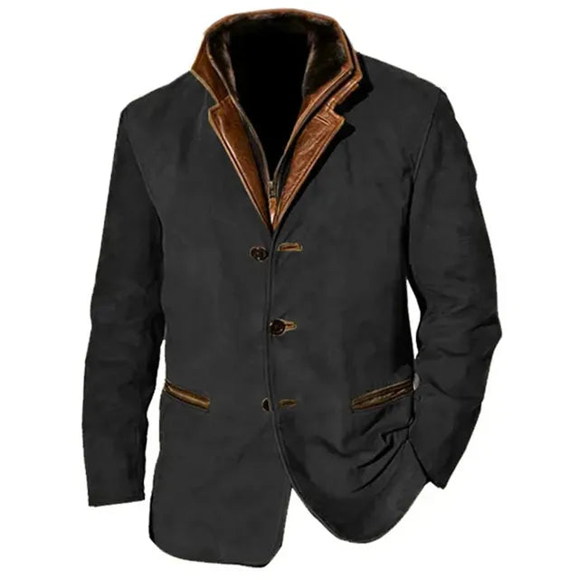 Men's Button-Up  Suede Blazer Jacket