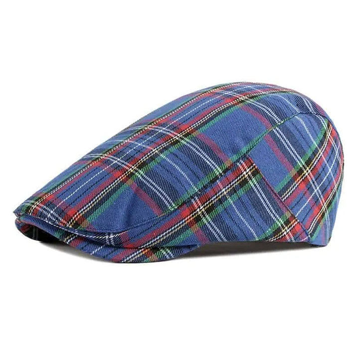 Cotton Tartan Plaid Flat Cap with Adjustable Fit