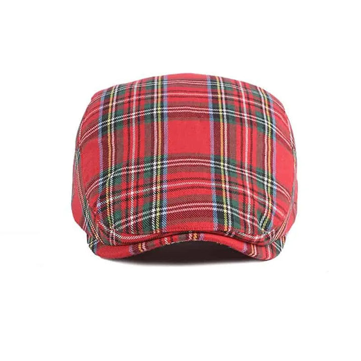 Cotton Tartan Plaid Flat Cap with Adjustable Fit
