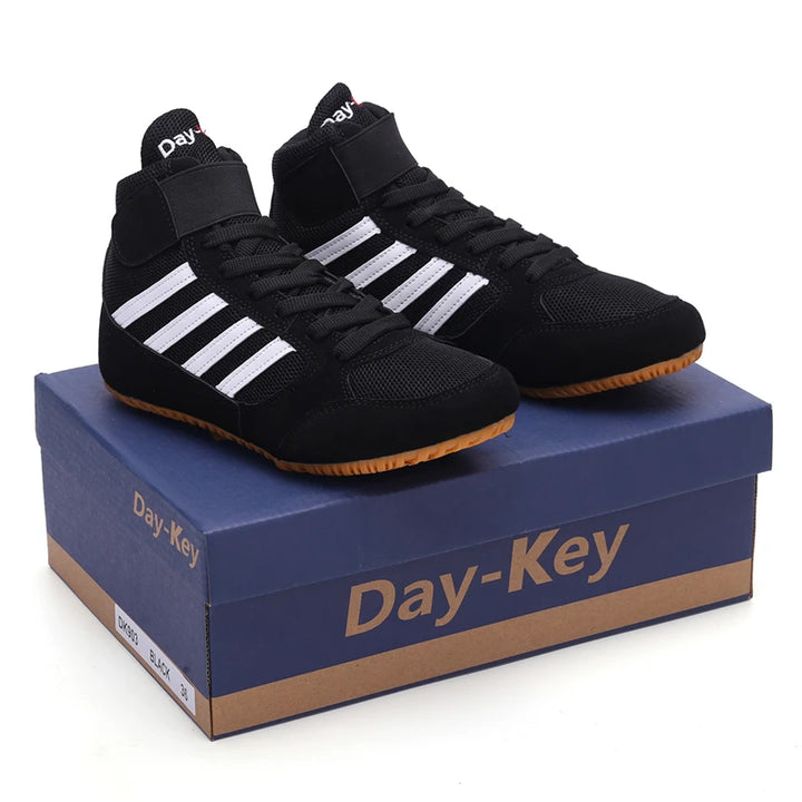 High-Top Wrestling Shoes with Lace-Up Closure