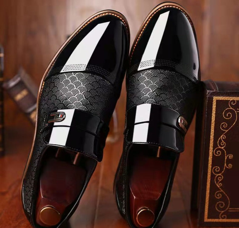 Men's Monk Strap Dress Shoes with Textured Panel Design