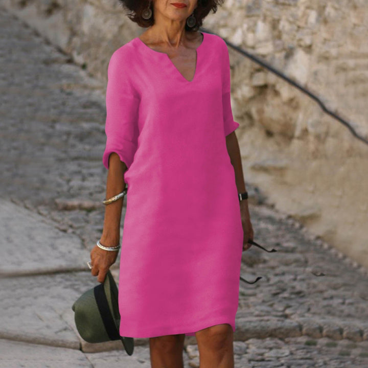 Relaxed Fit V Neck Shift Dress