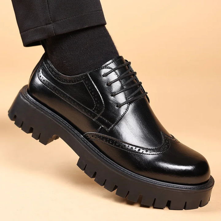 Men's Leather Oxford Dress Shoes with Height Elevator