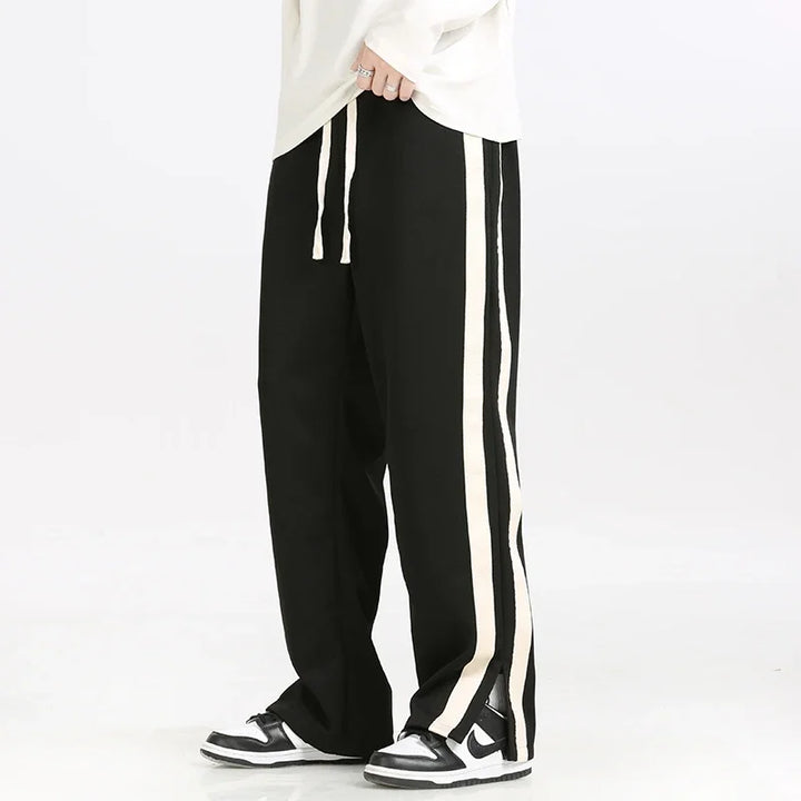 Men's Striped Relaxed Fit Joggers with Drawstring Waist