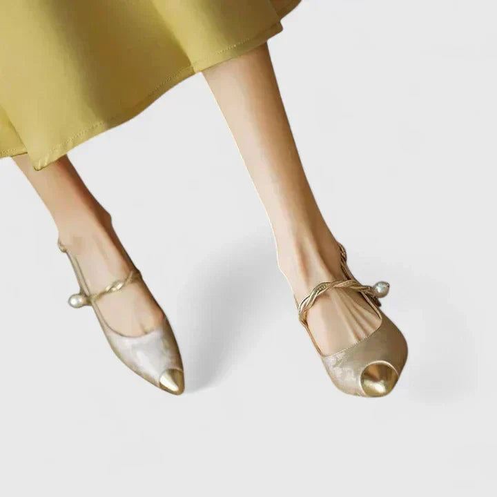 Elegant Pearl Strap Slingback Heels