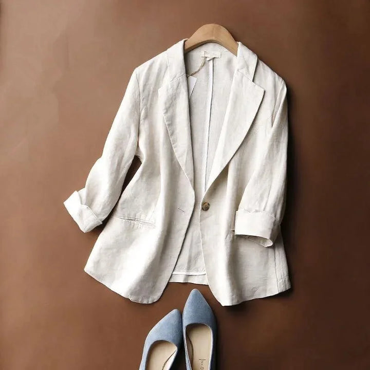 Relaxed Fit Linen Blazer for Women